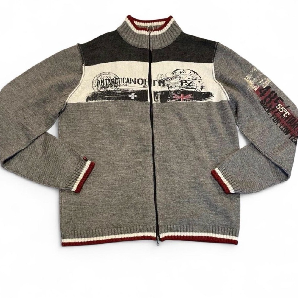 Rare Vintage Point Zero Dimension Full-Zip Antarctica Knit Sweater